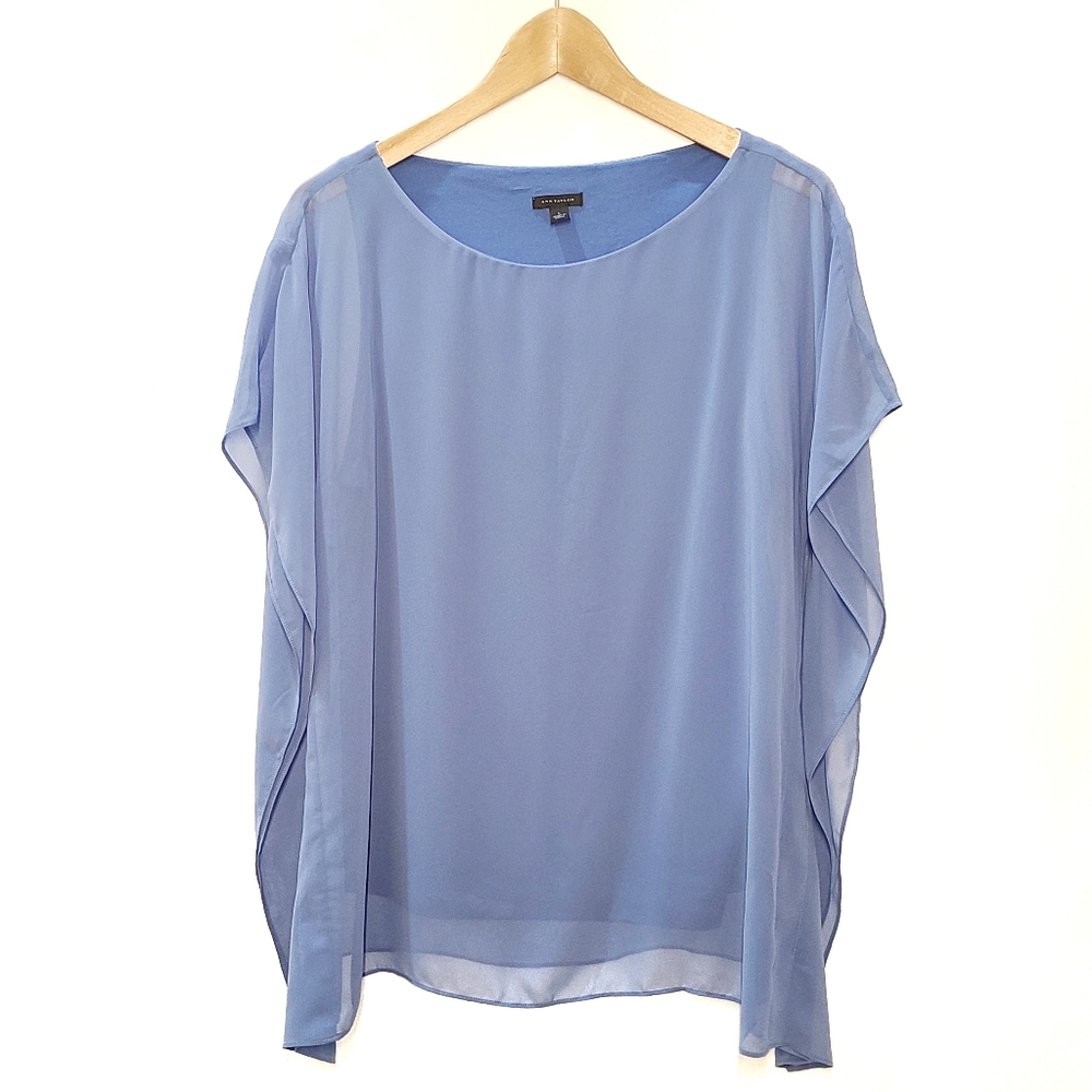 Ann Taylor Dolman Handkerchief Top Blue